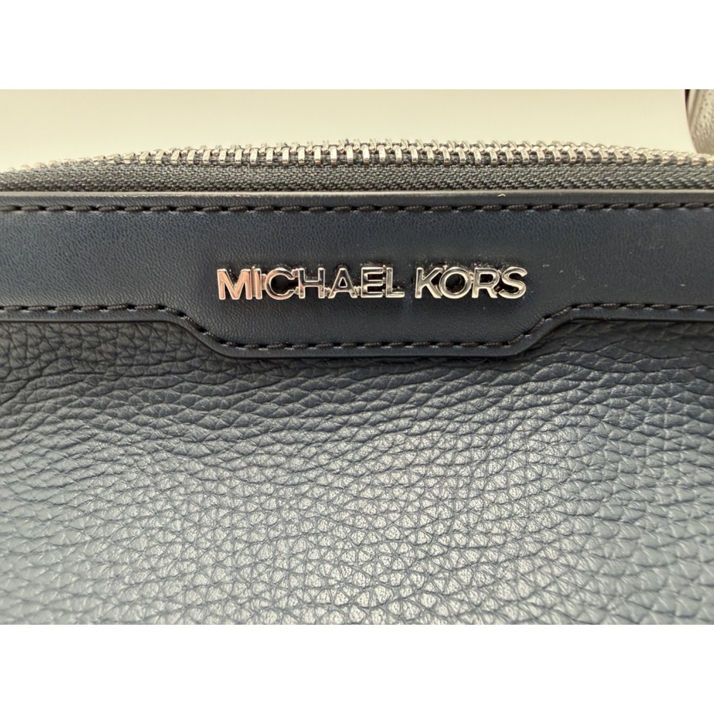Michael Kors Cooper‎ Leather Crossbody Sling Pack Crescent Belt Bag Navy Blue - Picture 2 of 8